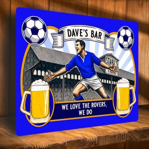 Letrero de bar de fútbol Raith personalizado, placa de metal para cerveza, pub, cueva de hombre, cobertizo, estadio de fútbol, regalo de cumpleaños para papá, añadir nombre SBS71