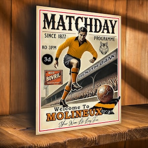 PERSONALISED Wolverhampton Football  Programme  Fans Nostalgia Add Your Name Large  Vintage Bar Man Cave  Retro Metal Sign PCS99