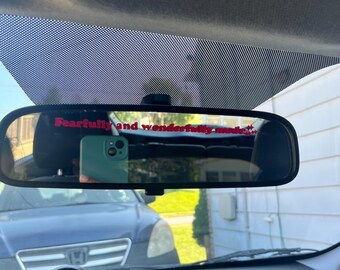 Rearview Mirror Sticker - "Fearfully and Wonderfully Made" | Christian Decal | Scripture Decoration for Car