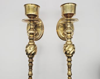 Vintage Brass Sconces, Pair