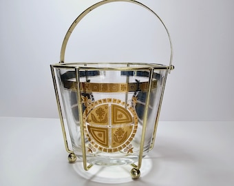 Vintage Vito Bari Glass Ice Bucket With Holder