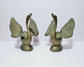 Vintage Brass Swan Figurine