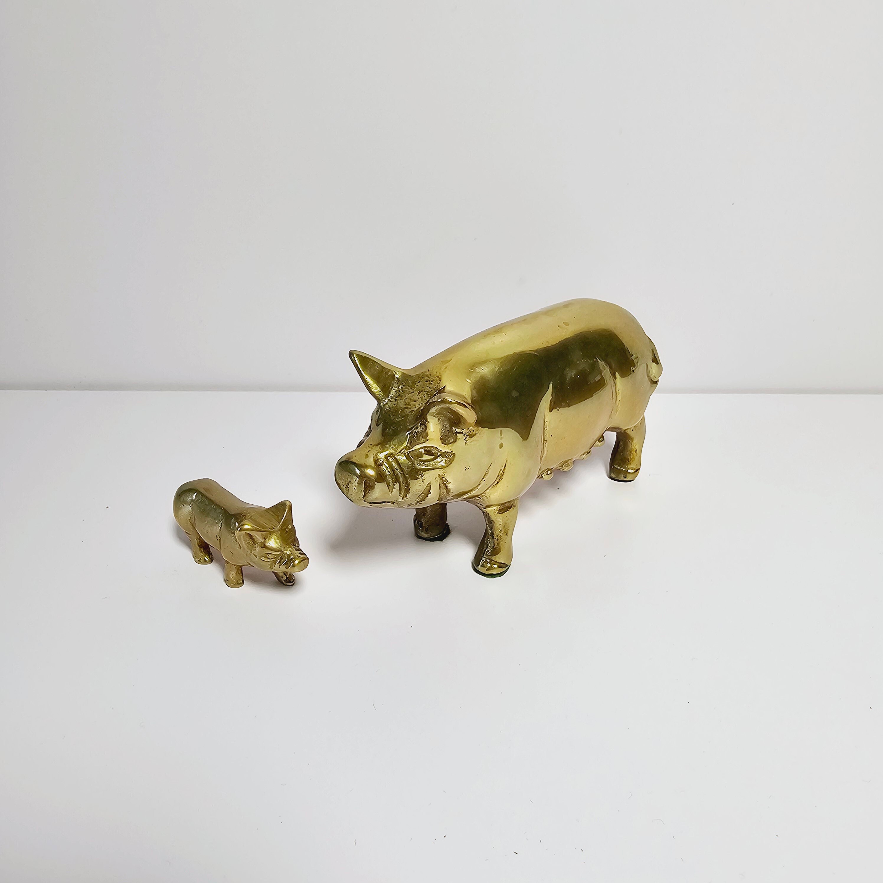 Vintage Brass Mama & Baby Pig Set - Etsy