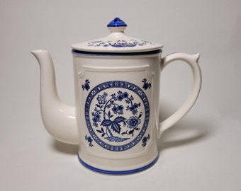 Vintage Blue and White Porcelain Teapot