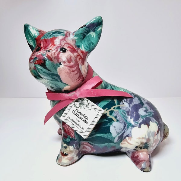 Vintage Joan Baker Designs Porcelain Patchwork Pig