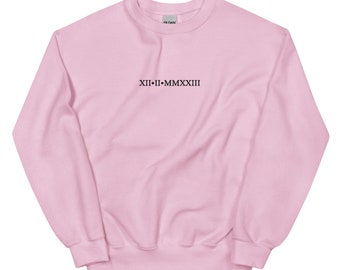 Sudadera personalizada de fecha de número romano, sudadera de fecha personalizada, sudadera de pareja a juego, regalo de compromiso, suéter bordado.
