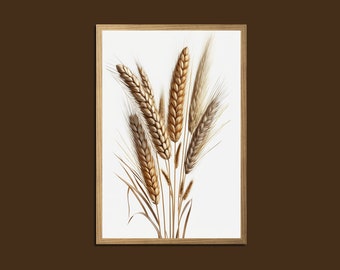 Boho Botanical Print , Wheat Grass Print, Botanical Wall Art, Modern Minimalist Poster, Boho Grass Art, Farmhouse Decor, Printable Wall Art