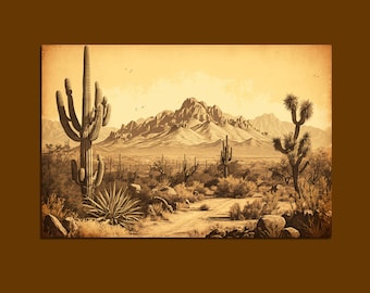 Vintage Looking Wall Art, Southwestern Wall Art, Southwestern Poster, Antique Style Art, Landscape Wall Art, Desert Print Printable Wall Art