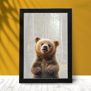 Baby Bear Print, Baby Animal Wall Art, Woodland Animal Nursery Decor, Nursery Print, Kids Room Decor, Baby Animal Print, Digital Download