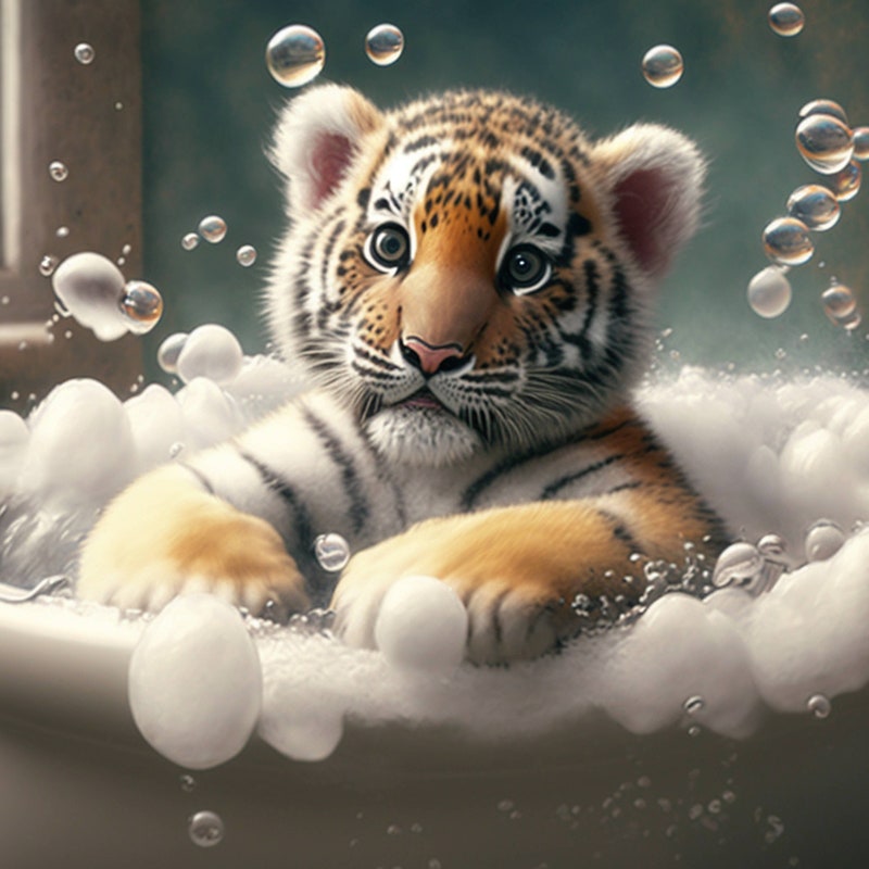 Baby Tiger in Bathtub - Etsy
