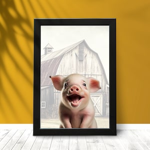 Baby Pig Print, Baby Animal Wall Art, Farm Animal Nursery Prints, Farm Life, Baby Animal Prints, Nursery Decor, Kids Room Decor,