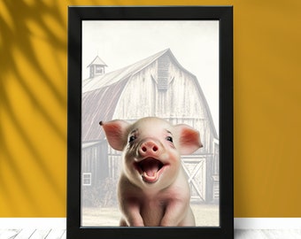 Baby Pig Print, Baby Animal Wall Art, Farm Animal Nursery Prints, Farm Life, Baby Animal Prints, Nursery Decor, Kids Room Decor,