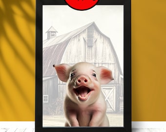 Baby Pig Print, Baby Animal Wall Art, Farm Animal Nursery Prints, Farm Life, Baby Animal Prints, Nursery Decor, Kids Room, Giclée Art Print