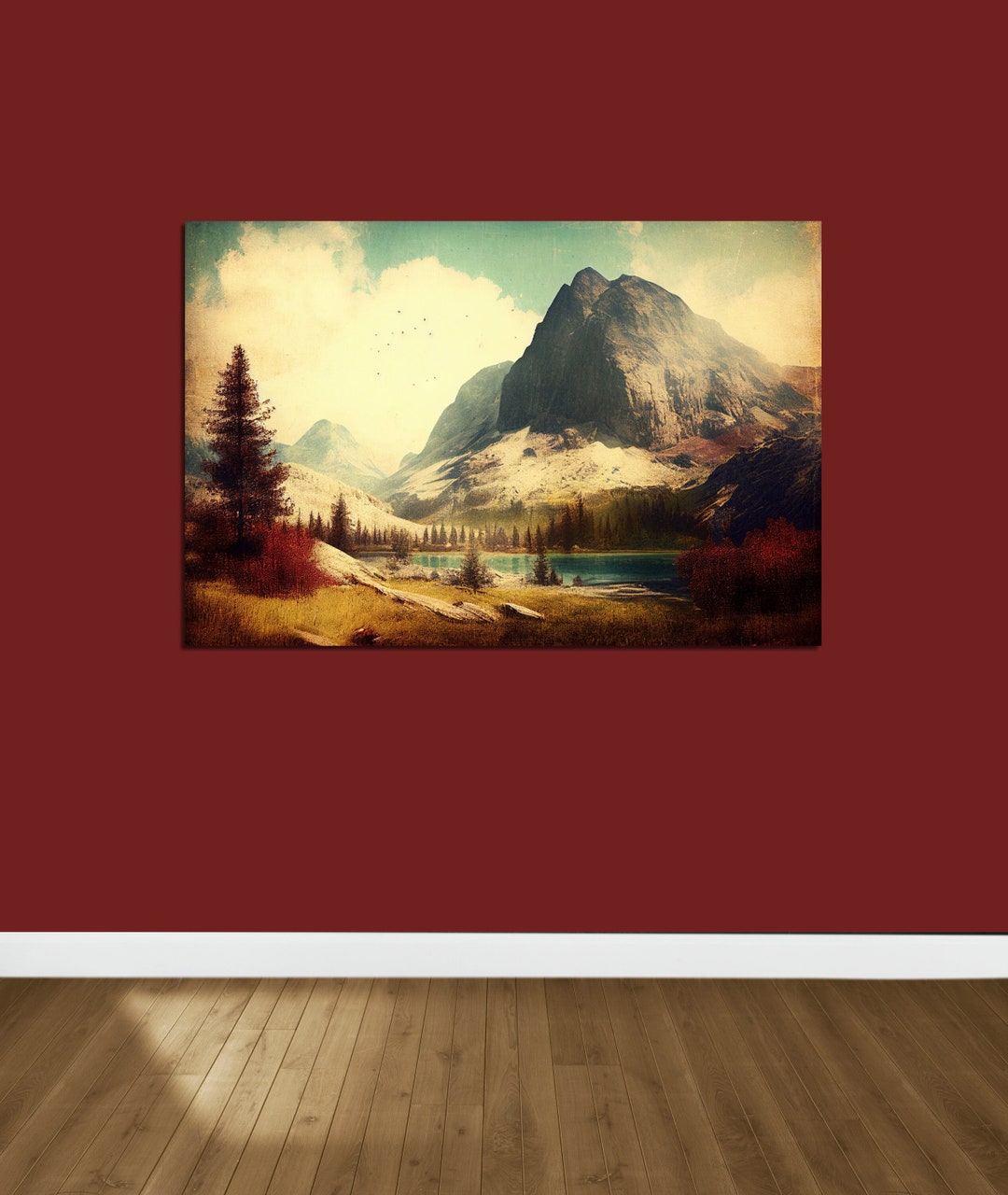 Vintage Looking Wall Art, Rustic Mountain Print, Mountain Poster ...
