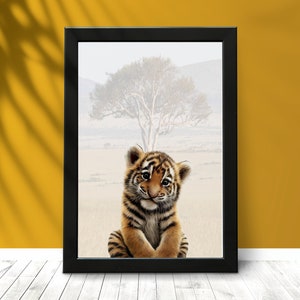 Baby Tiger Print, Baby Animal Wall Art, Safari Animal Nursery Decor, Nursery Print, Kids Room Decor, Baby Animal Print, Digital Download