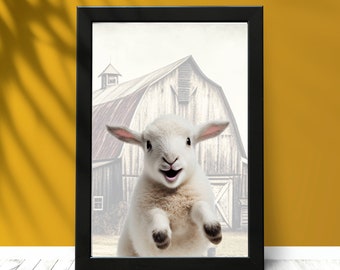 Impresión de cordero bebé, arte de pared de animales bebés, impresiones de viveros de animales de granja, vida en la granja, impresiones de animales bebés, decoración de guardería, decoración de habitaciones para niños,