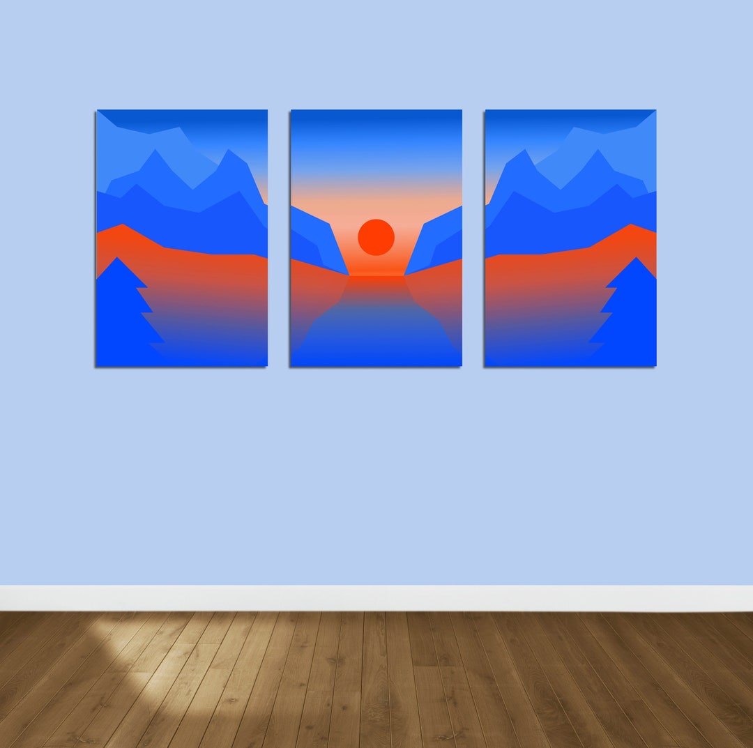 Triptych Wall Art, Fjord Print, 3 Piece Wall Art, Fjord Wall Art, Set