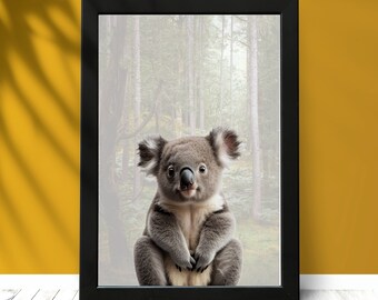 Baby Koala Print, Baby Animal Wall Art, Woodland Animal Nursery Decor, Kwekerij Print, Kinderkamer Decor, Baby Animal Print, Digitale Download