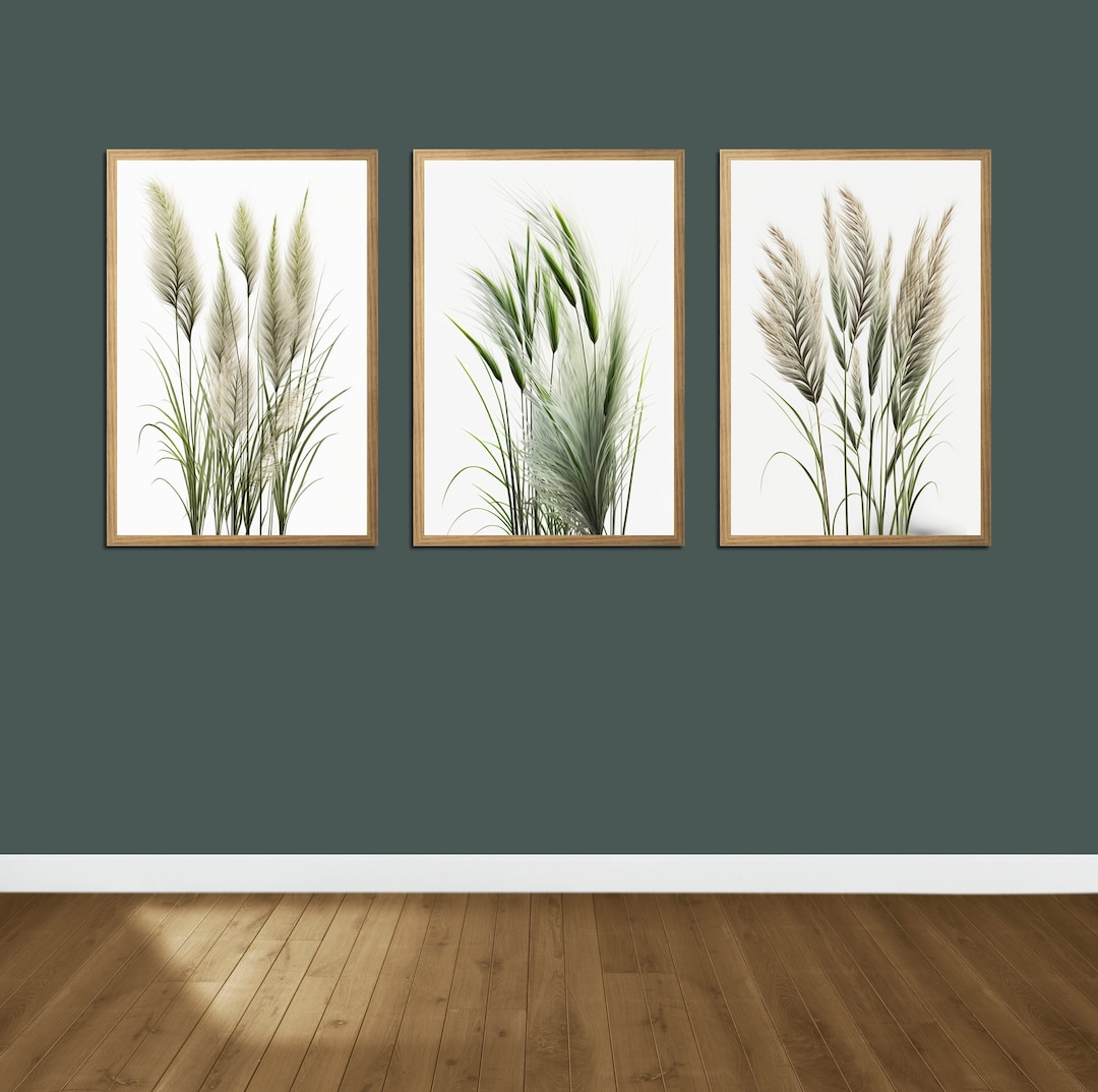 Botanical Print Set of 3, Pampas Grass Print, 3 Piece Wall Art, Modern ...