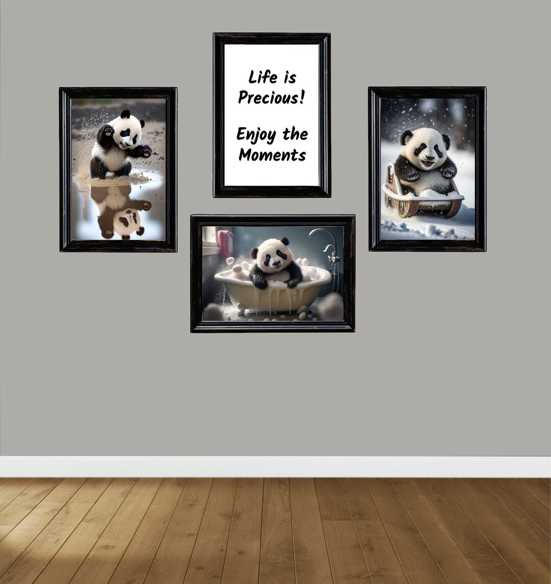 Baby Animal Wall Art, Baby Panda Print, Set of 4 Prints, Animals in ...