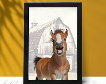 Impresión de caballo bebé, arte de pared de animales bebés, impresiones de viveros de animales de granja, vida en la granja, impresiones de animales bebés, decoración de guardería, decoración de habitaciones para niños,