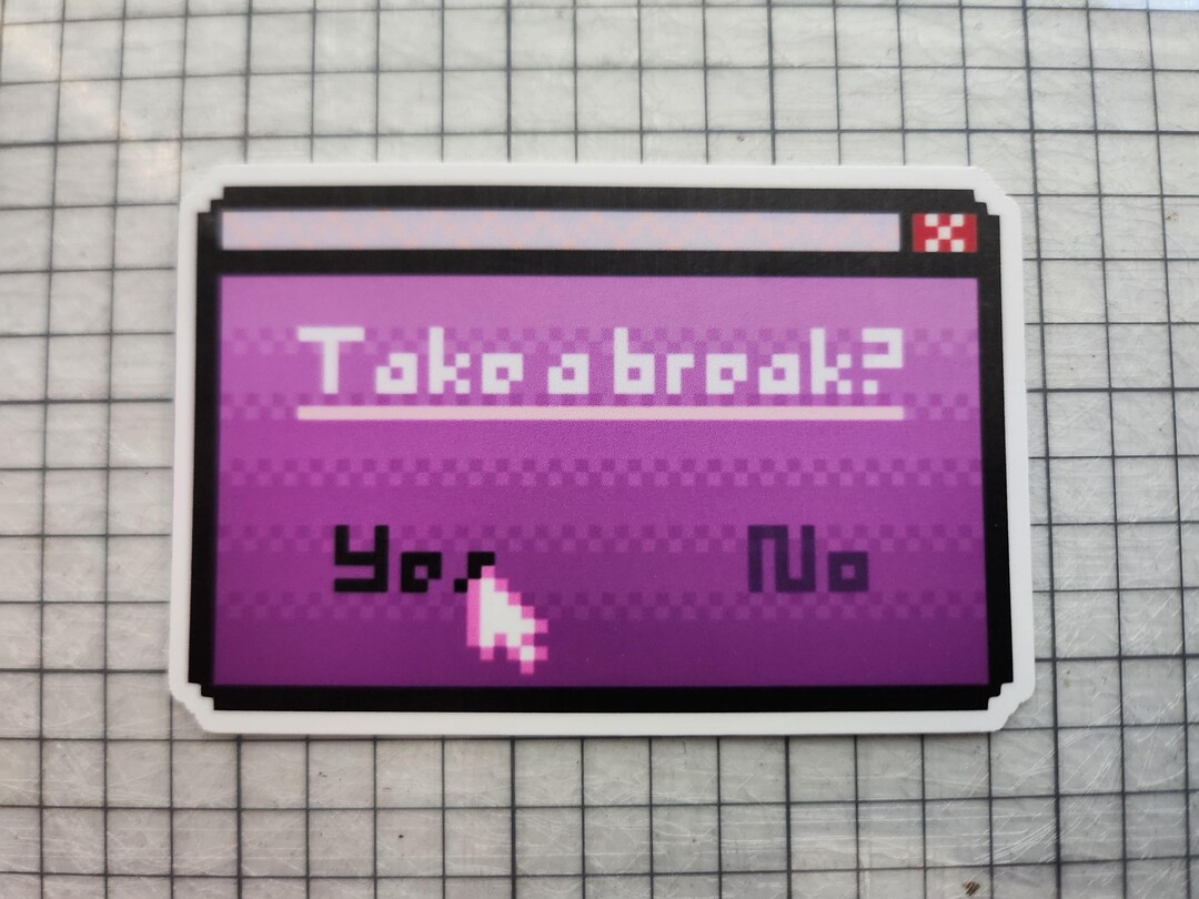 Pixel Take A Break Tab Vinyl Sticker - Etsy