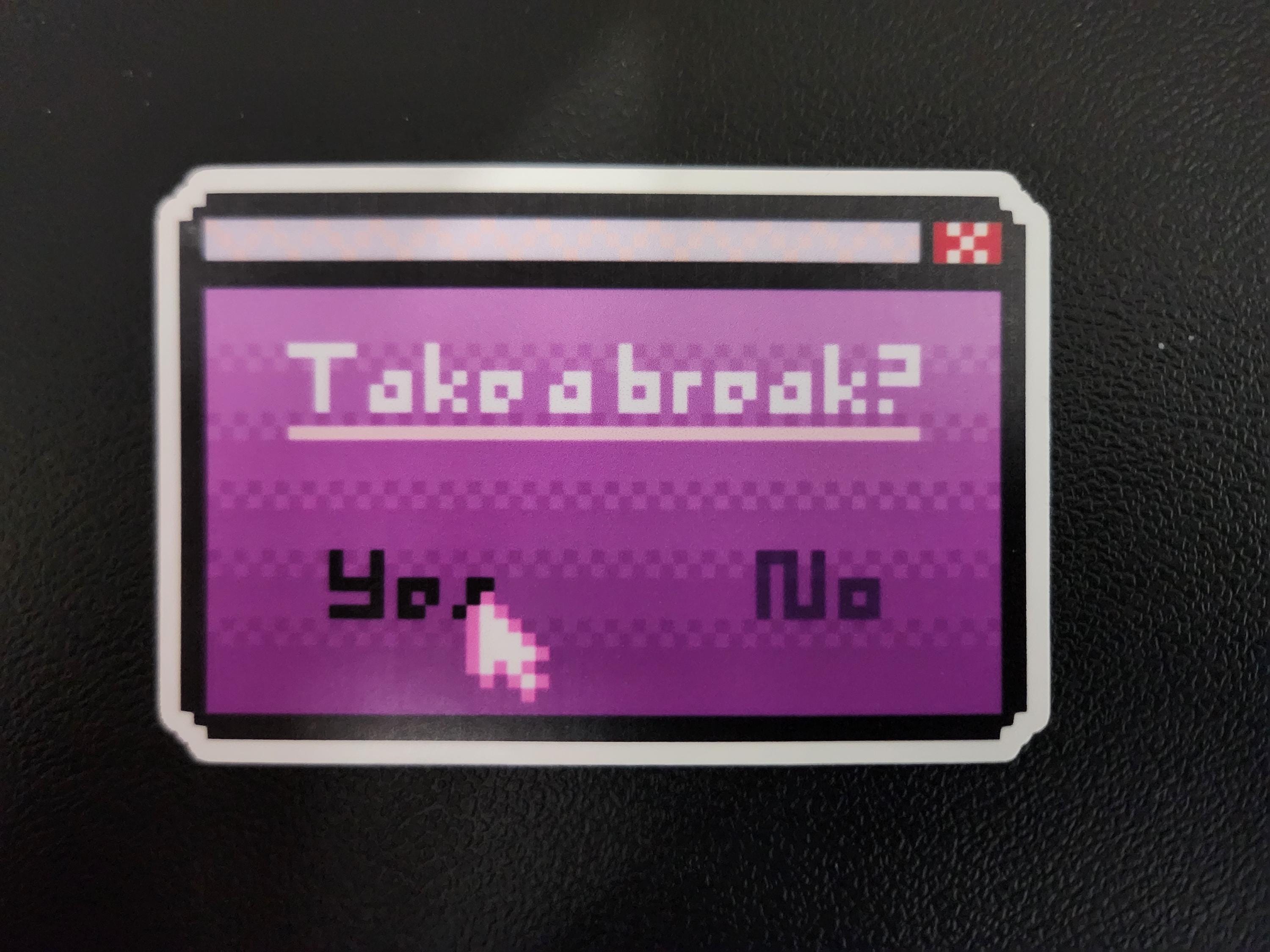 Pixel Take A Break Tab Vinyl Sticker - Etsy