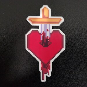 Pixel Stabbed Heart Die Cut Vinyl Sticker