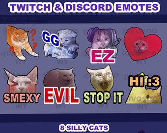 TWITCH&DISCORD silly cats emotesx8 | Streamer Emote Pack |