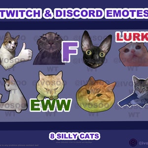 TWITCH&DISCORD silly cats emotesx8 | Streamer Emote Pack |