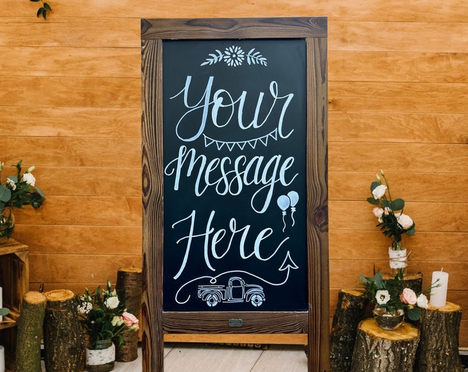 Custom A-Frame Magnetic Chalkboard Sign | Wedding, Rehearsal Dinner, Engagement Party, Bridal Shower | Welcome, Menu, Seating Chart, Etc.