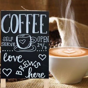 Cavalete de mesa personalizado com lousa 28x20 cm, placa de café, decoração para casa, escritório, casamento, festa, chá de bebê, tarefas/listas, anúncios, personalizado