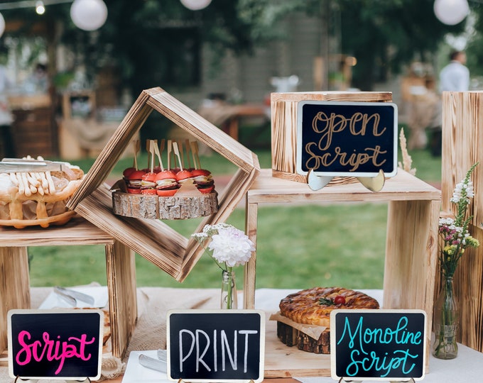 Custom Mini Chalkboard Table Sign for Wedding Name Cards, Bar & Restaurant Food Display, Birthday Party, Shower Place Cards, Personalized