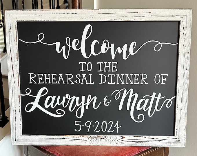 Custom Designed Magnetic Chalkboard Sign, 24x18inches | Engagement Party, Wedding, Rehearsal Dinner, Baby Shower, Anniversary, Special Event