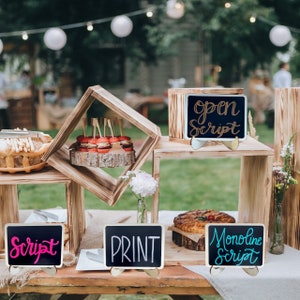 Custom Mini Chalkboard Table Sign for Wedding or Bridal Shower | Bar, Buffet Menu, Place cards, Table Numbers, Favors, Games