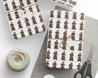 Weihnachtsgeschenkpapier mit Dackelmotiv, Geschenkpapier für Dackel-Festtage, Dackel-Weihnachtsgeschenkpapier
