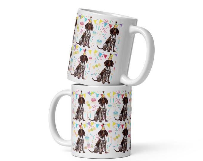 German Short Haired Pointer GSP Celebration Ceramic Mug, 11oz, 15oz, 20oz - Gift for Dog Lovers, Pet Owner, Coffee Lover, Bird Dog Breed Mug