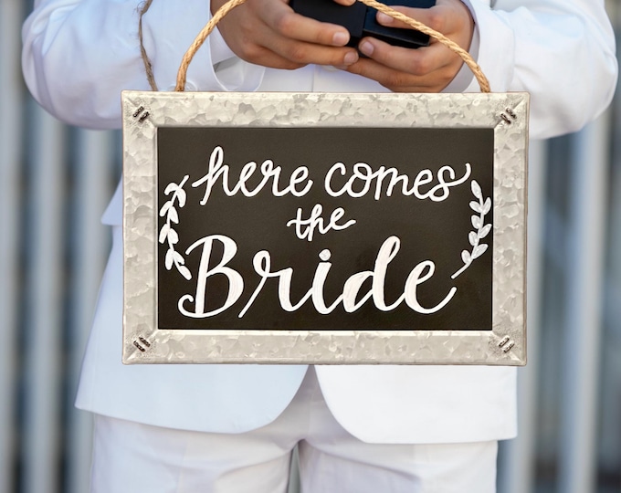 Personalized Galvanized Framed Chalkboard | Sign for Save the Date, Ring Bearer, Flower Girl, Inspirational Quote, Engagement Photos, Custom