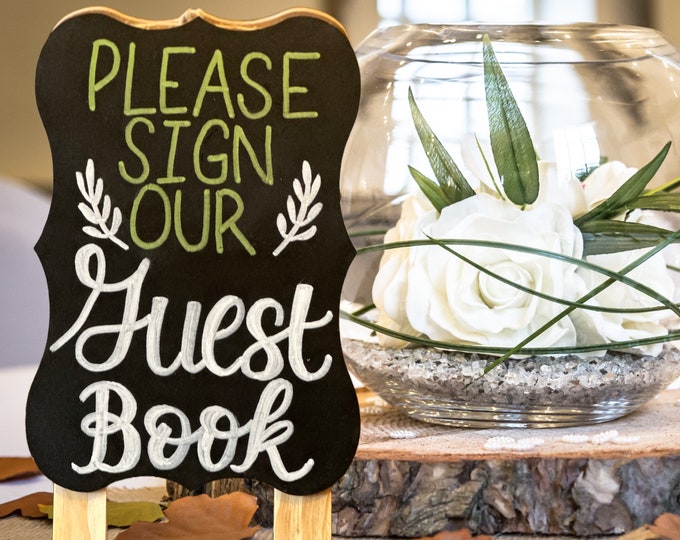 Custom Small Tabletop Chalkboard Easel for Wedding or Bridal Shower | Table Numbers, Guest Book, Games, Gifts and Cards, Favors Table, Menu