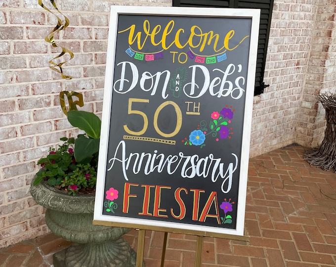 Custom Designed Magnetic Chalkboard Sign, 24x18inches | Anniversary Party, Wedding, Rehearsal Dinner, Engagement, Baby Shower, Special Event