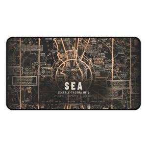 Custom Desk Mat, Copper Map of Your Home Airport, Personalized Mouse Pad, Aviation Office Decor, Gifts for Pilots, Gift for Dad
