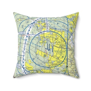 Almohada con temática de aviación VFR, patrón de vuelo, decoración, regalo de piloto, diseño de avión, acento para el hogar, cojín único para entusiastas de los vuelos, suave y cómodo