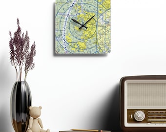 Aviation clock | Aviation gifts unique  | Aviation-Themed VFR Map Wall Clock - Pilot Gift, Aeronautical Chart Decor, Unique Airplane Lover