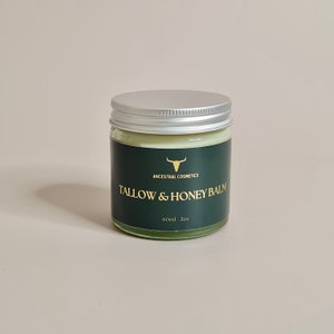 Talg- und Honigbalsam / Premium 100% grasgefütterter irischer Rindertalg / Bio-Talg-Hautcreme / Ekzem-Creme / Körper- und Gesichtslotion für trockene Haut