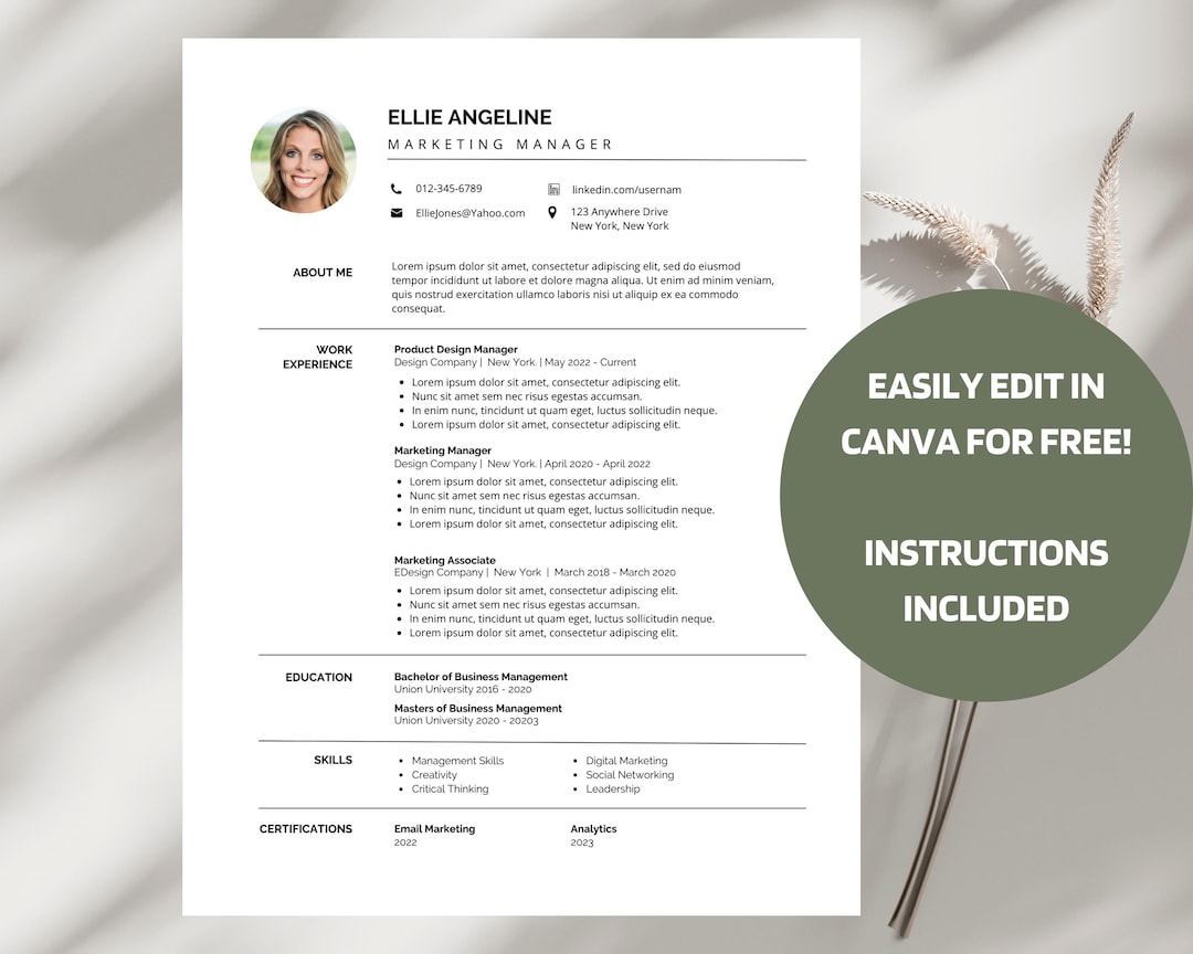 Modern Resume Template With Photo, 2025 Professional Resume Template