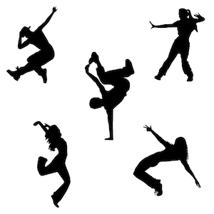Hip Hop Dancer Silhouette Bundle – Set of 5 Digital Downloads