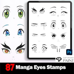 87 Photoshop Manga Eyes Stamps, Manga Brushes, Manga Eyes Stamps for Photoshop and Clip Studio Paint