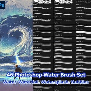 Photoshop Water brushes. Water Brushpack (Water, Waterfall, Bubbles, Textures, Water splash and so on). 46 Photoshop brushes
