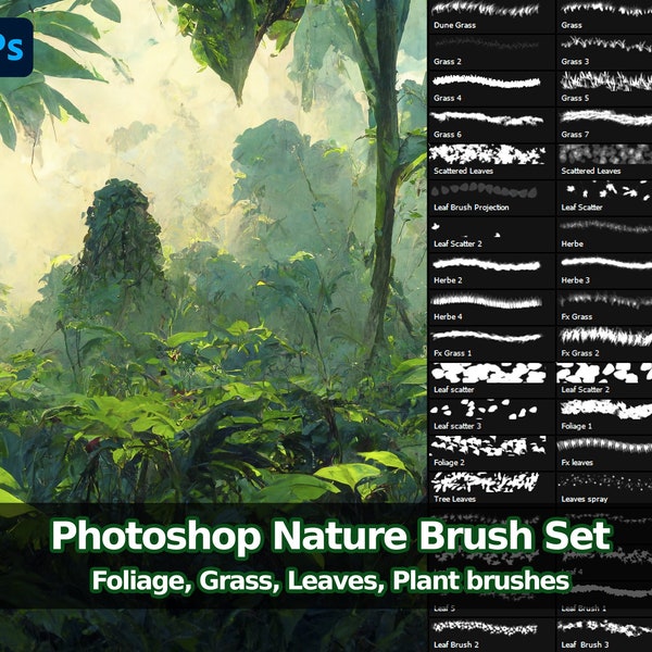 125 pinceaux photoshop herbe, pinceau feuillage photoshop, pinceaux photoshop herbe, pinceau arbres pour photoshop