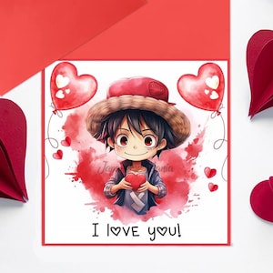 Anime Valentines Card - Anime card - Anime love card - Anime Valentine gift - Anime love card - Fatto a mano